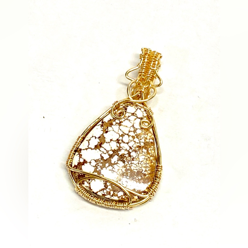 Handcrafted Wild Horse Stone Hand Wrapped Statement Pendant, Handmade Jewelry